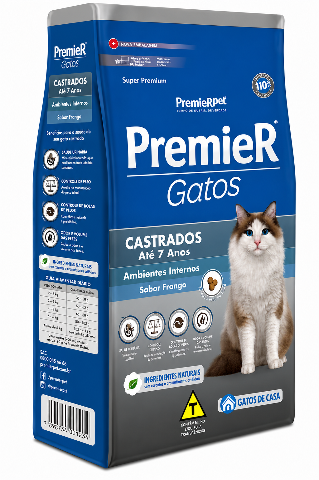 PREMIER GATOS CASTRADOS  Ambientes Internos • Sabor Frango • 10,1kg