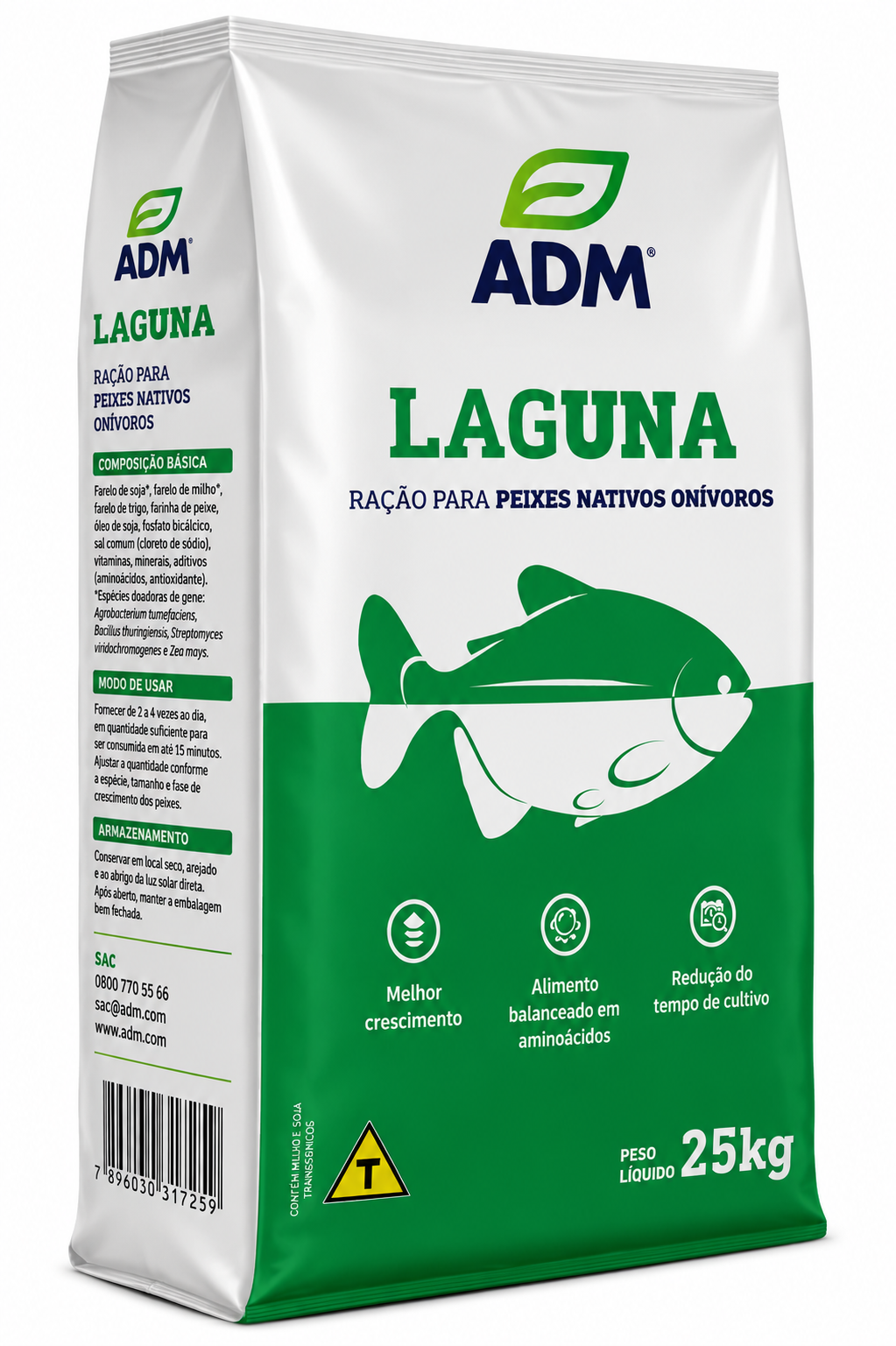 ADM LAGUNA  Ração para Peixes Nativos Onívoros • 25kg