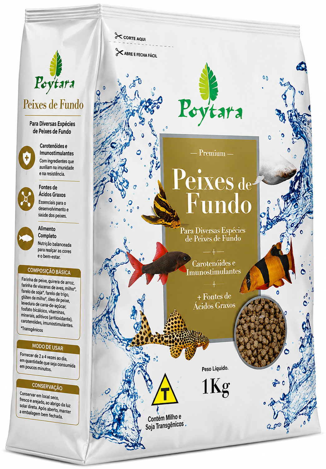 POYTARA PEIXES DE FUNDO PREMIUM  Alimento Completo para Peixes de Fundo • 1kg