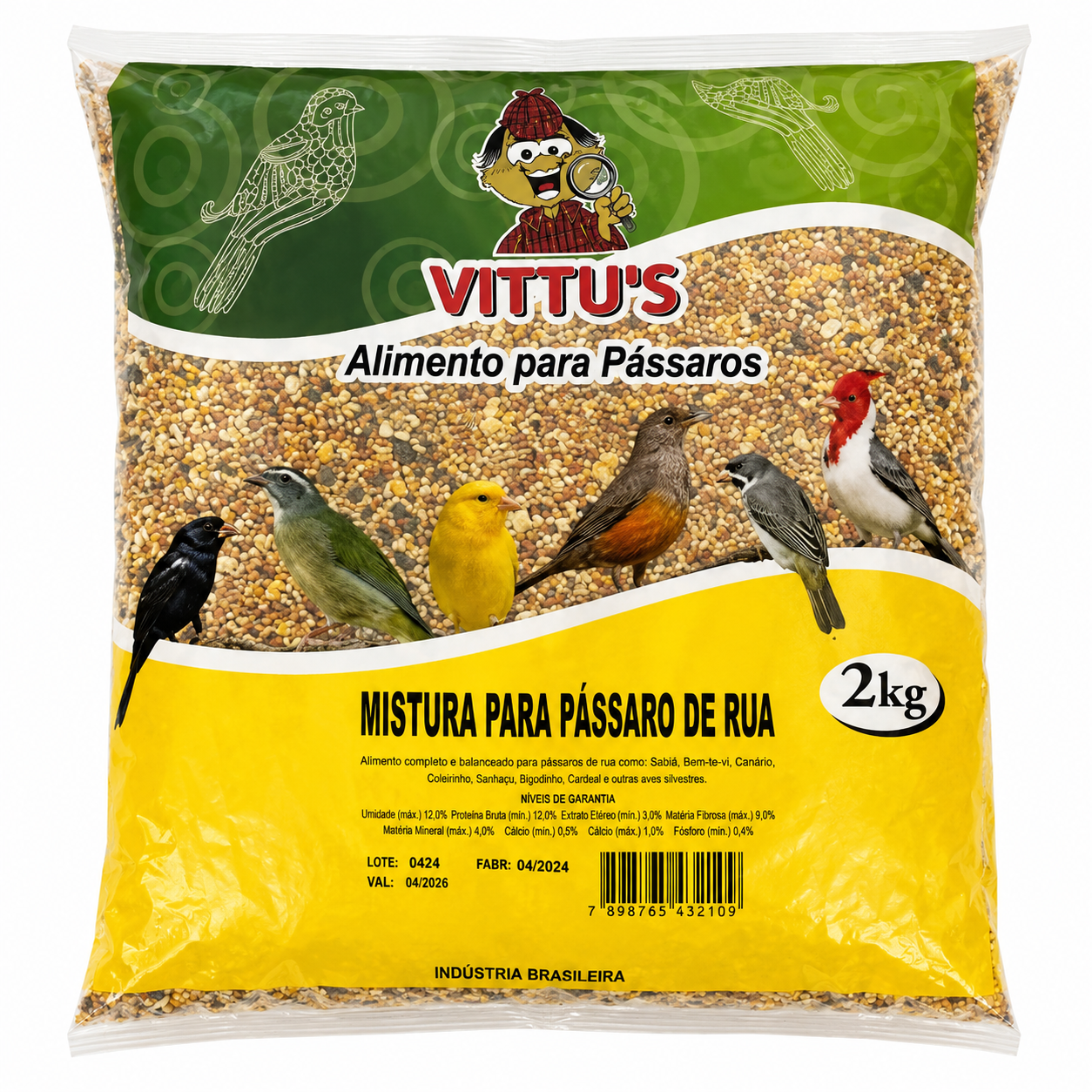 VITTU’S MISTURA PARA PÁSSARO DE RUA  Alimento Completo para Aves Silvestres • 2kg