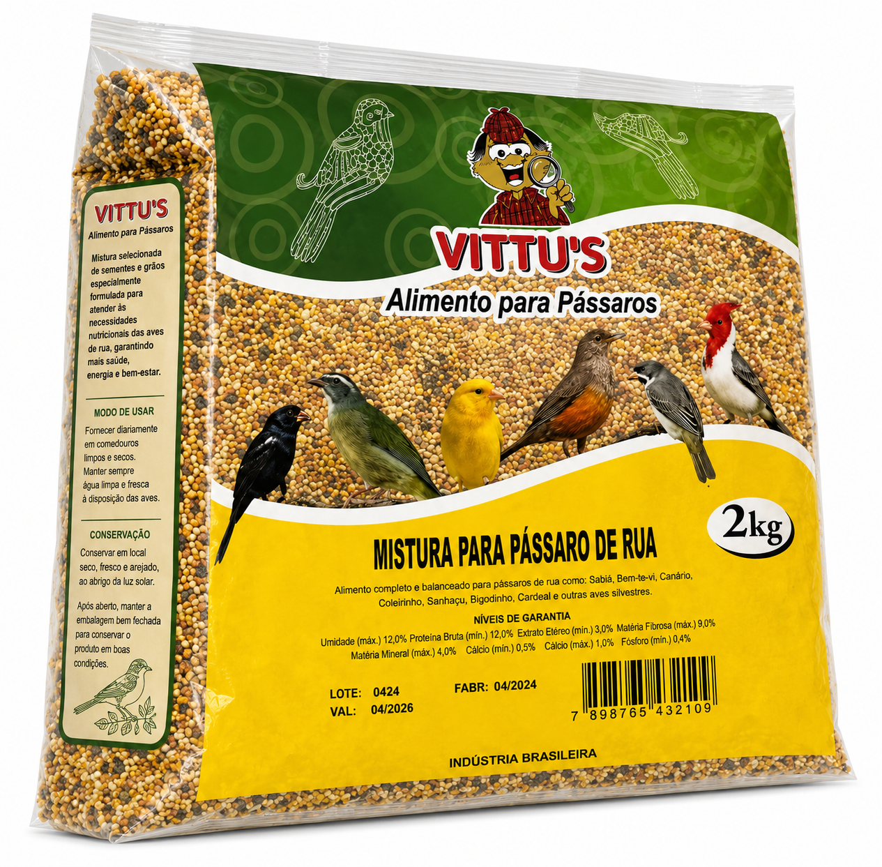 VITTU’S MISTURA PARA PÁSSARO DE RUA  Alimento Completo para Aves Silvestres • 2kg