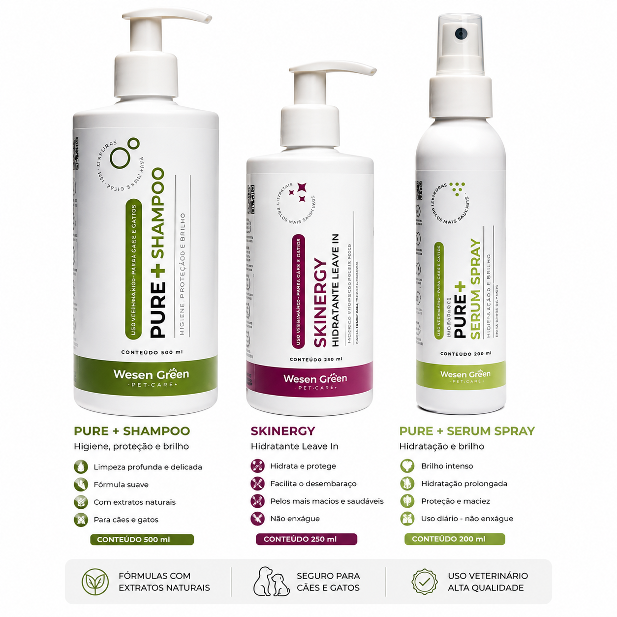 WESEN GREEN PET CARE  Kit Higiene e Hidratação Premium para Cães e Gatos