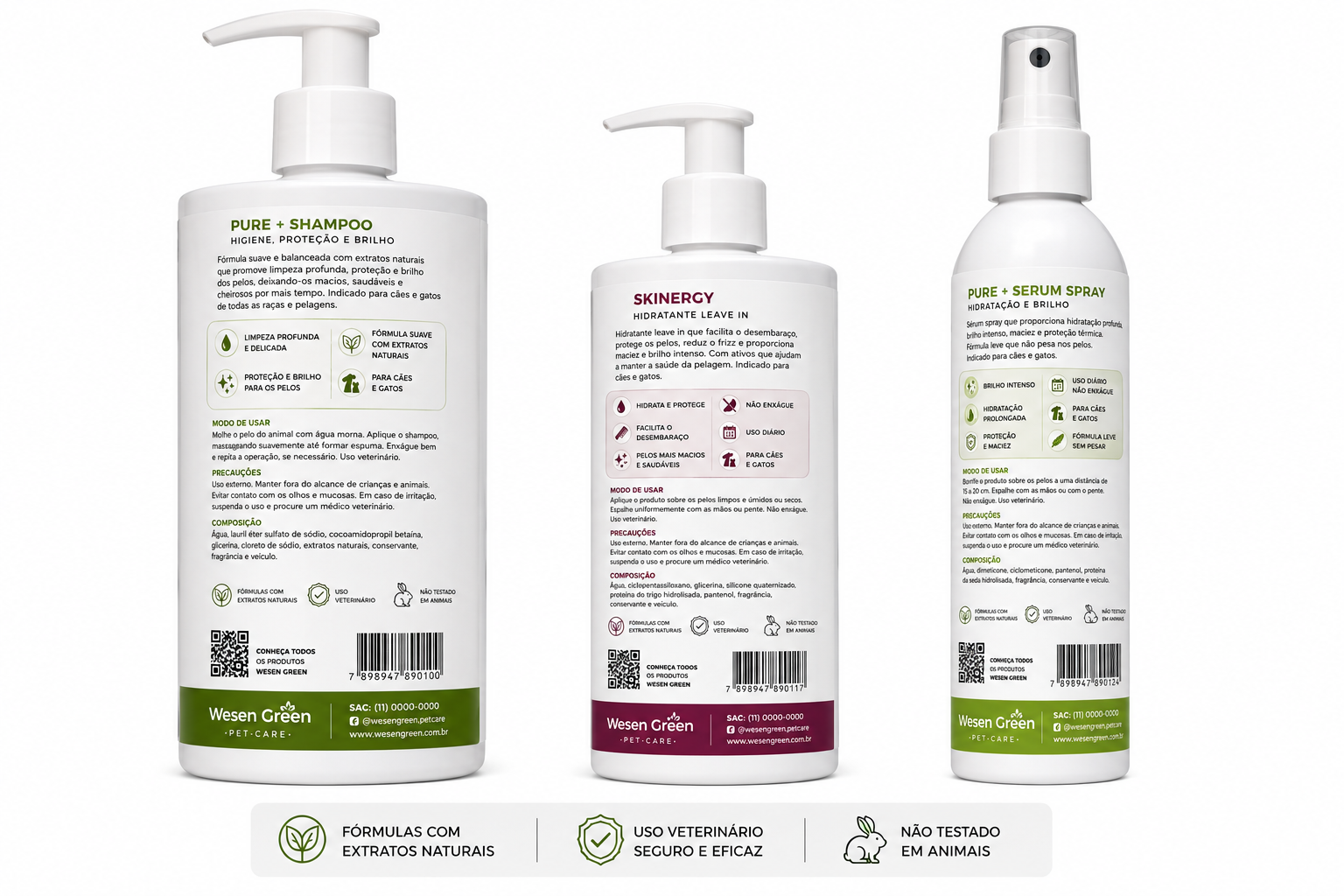 WESEN GREEN PET CARE  Kit Higiene e Hidratação Premium para Cães e Gatos