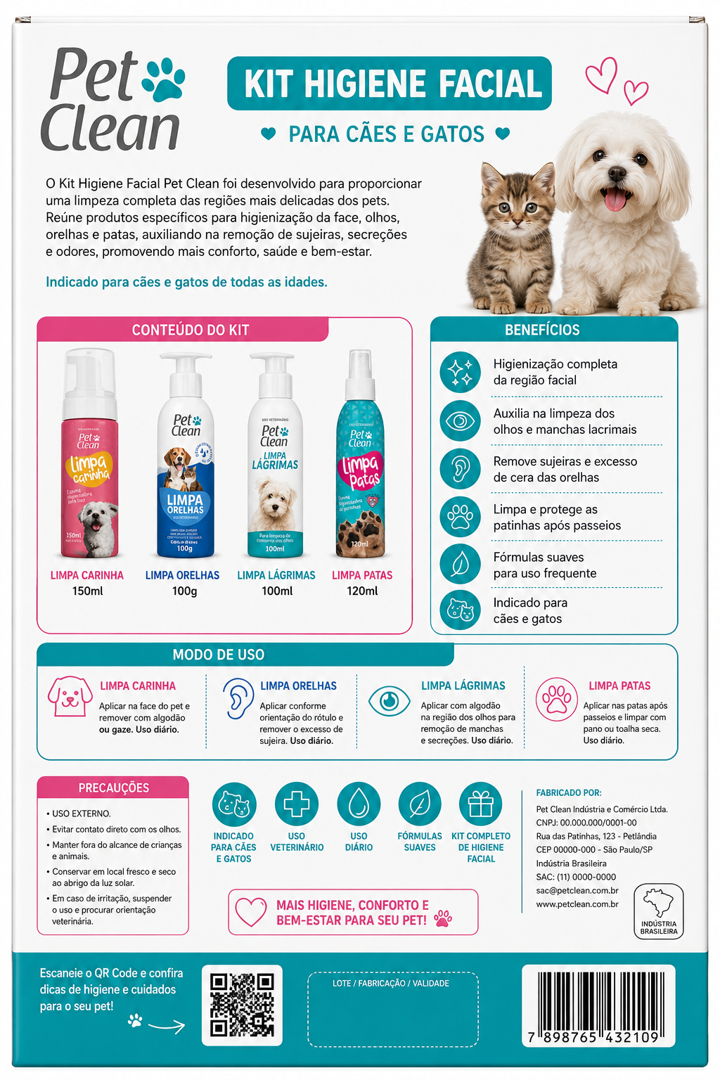 Kit Higiene Facial para Cães e Gatos