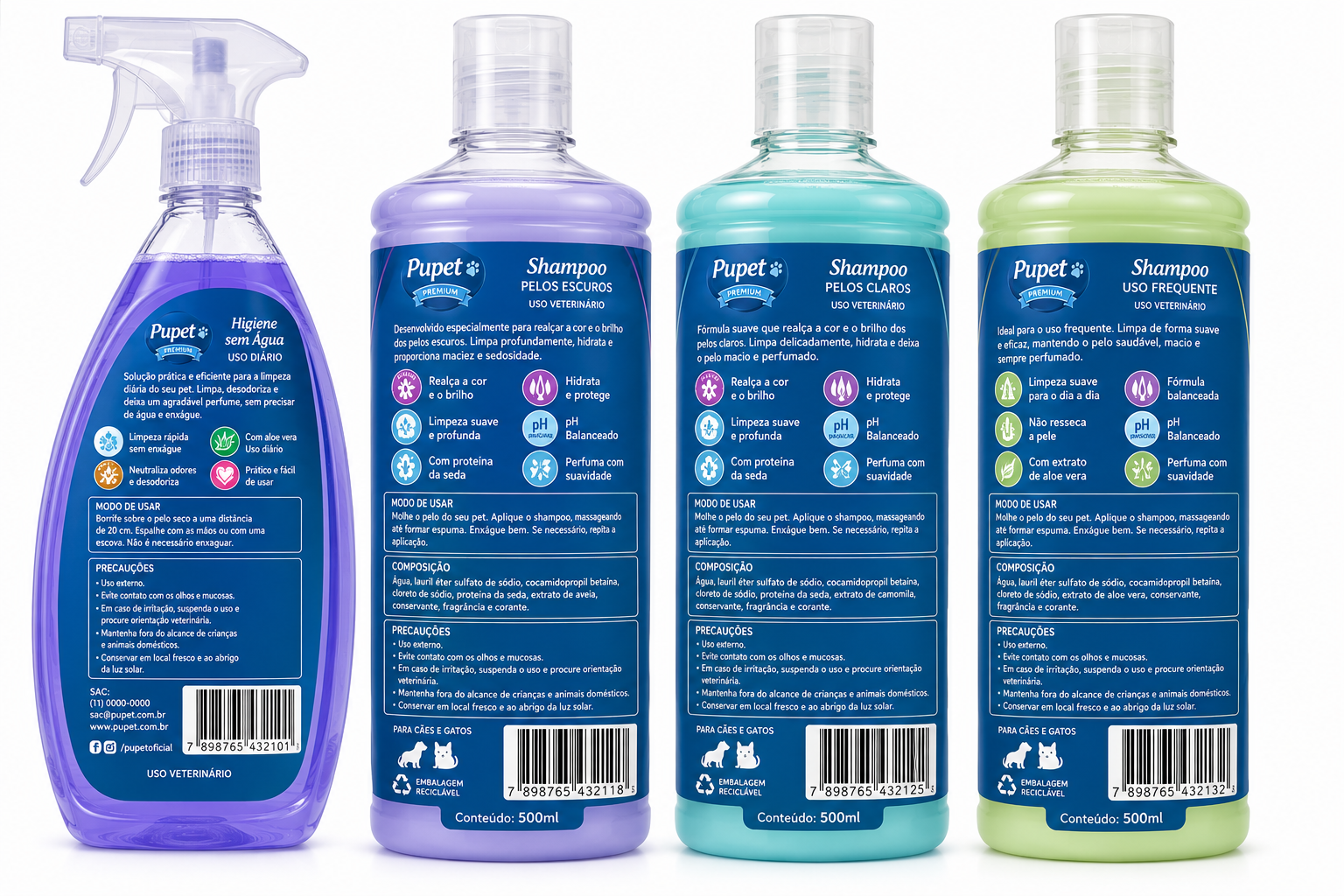 PUPET PREMIUM  Linha Completa de Higiene para Cães e Gatos • 500ml